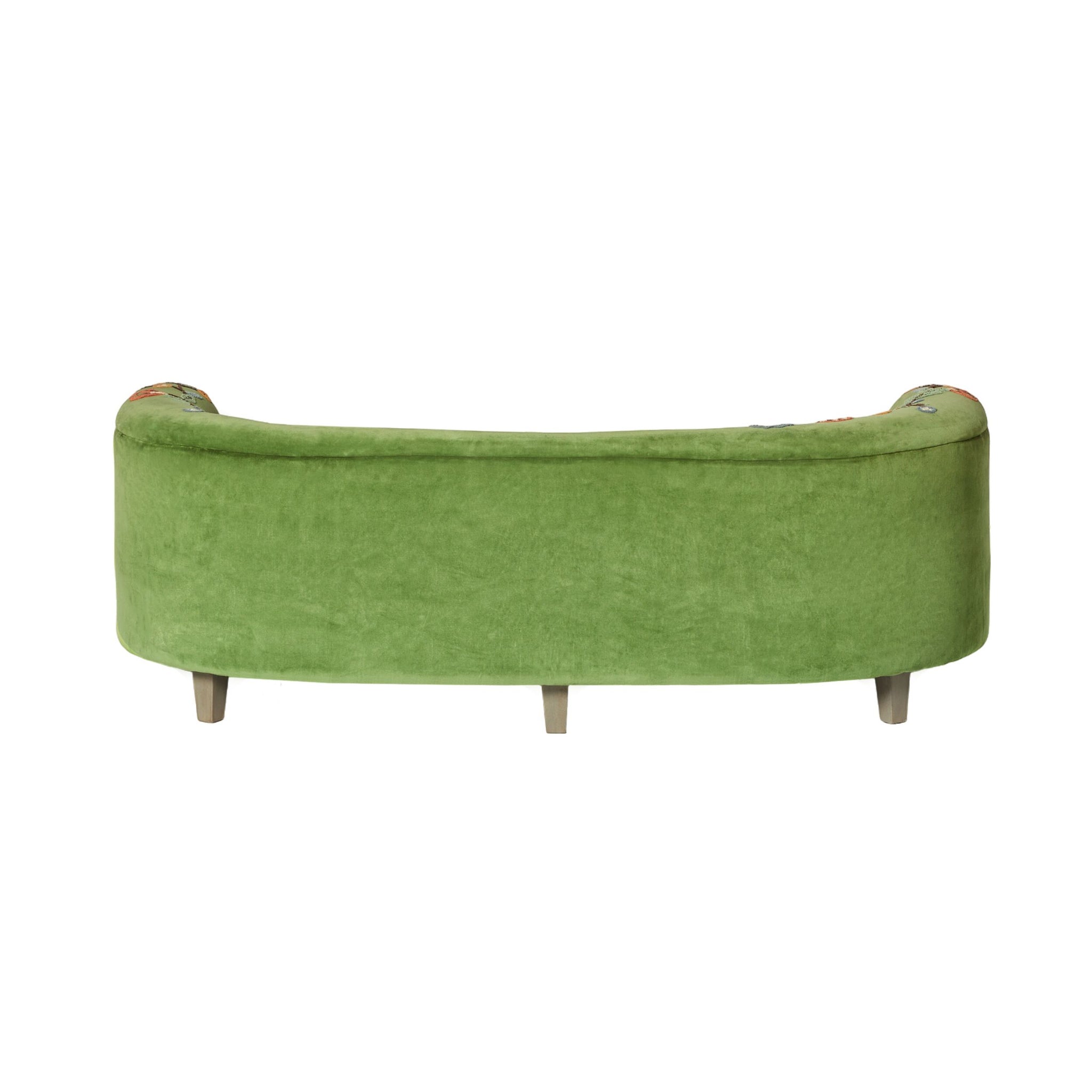 Freya Embroidered Sofa Green Velvet