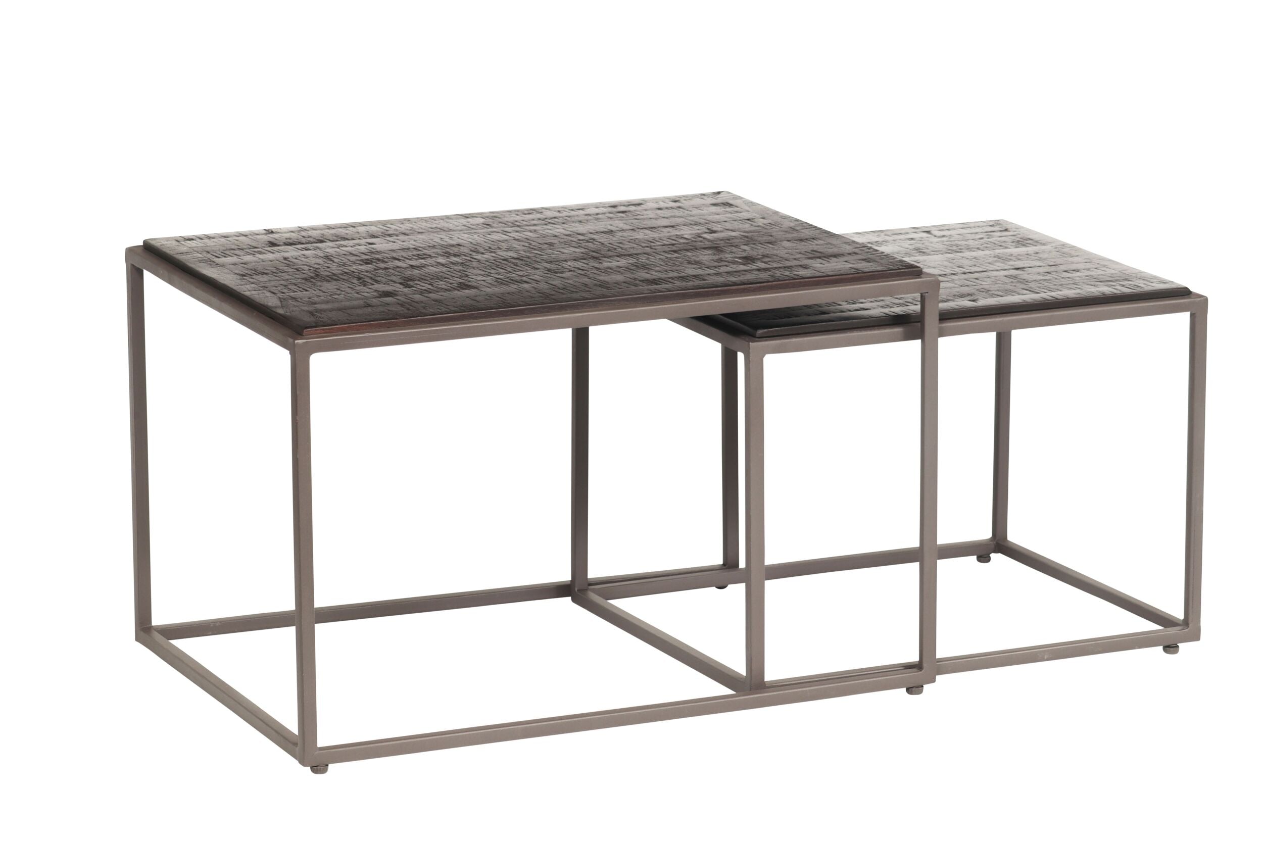 Spence Recycled Teak Nested Cube Coffee Tables Black