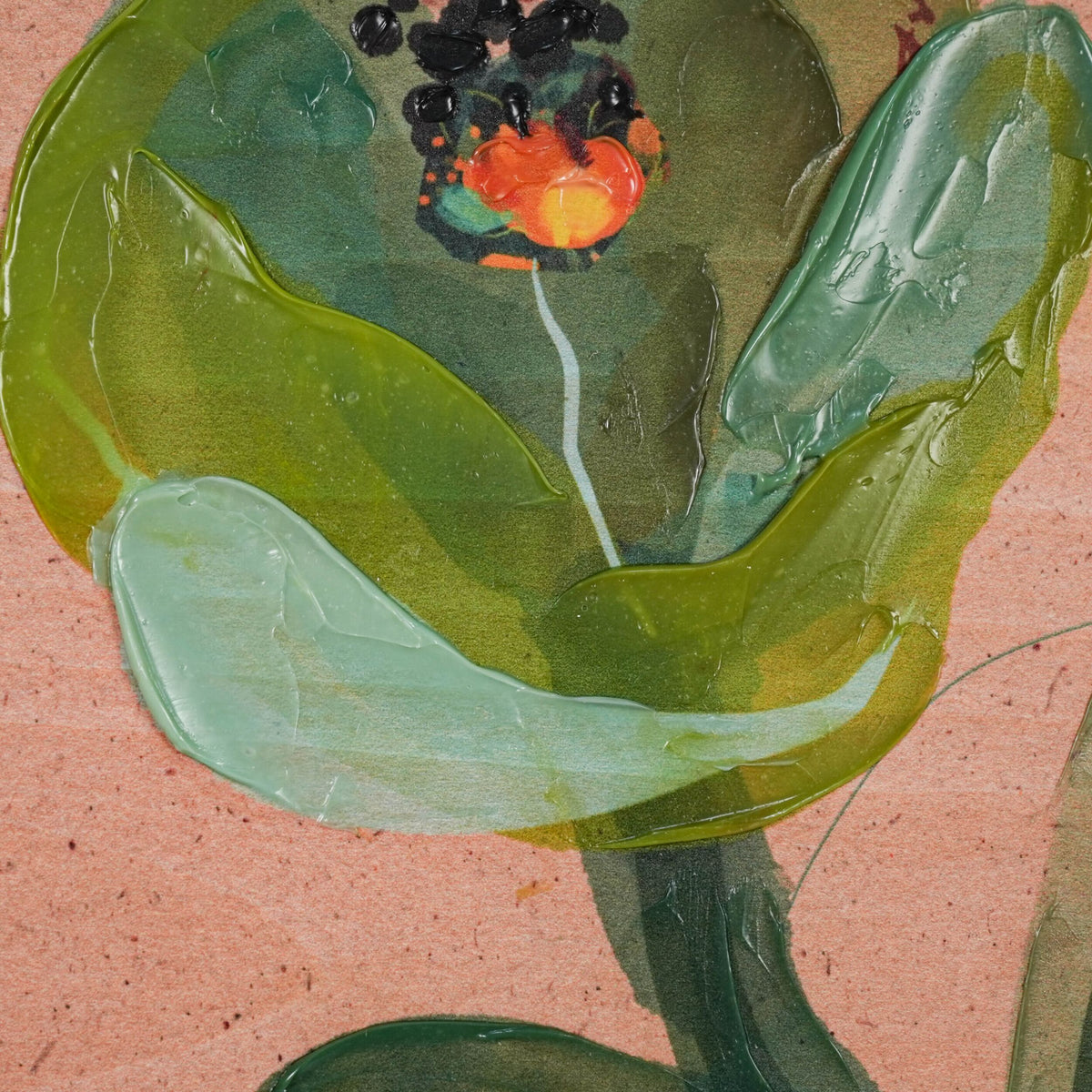Floral Study On Woodblock II 30x40cm