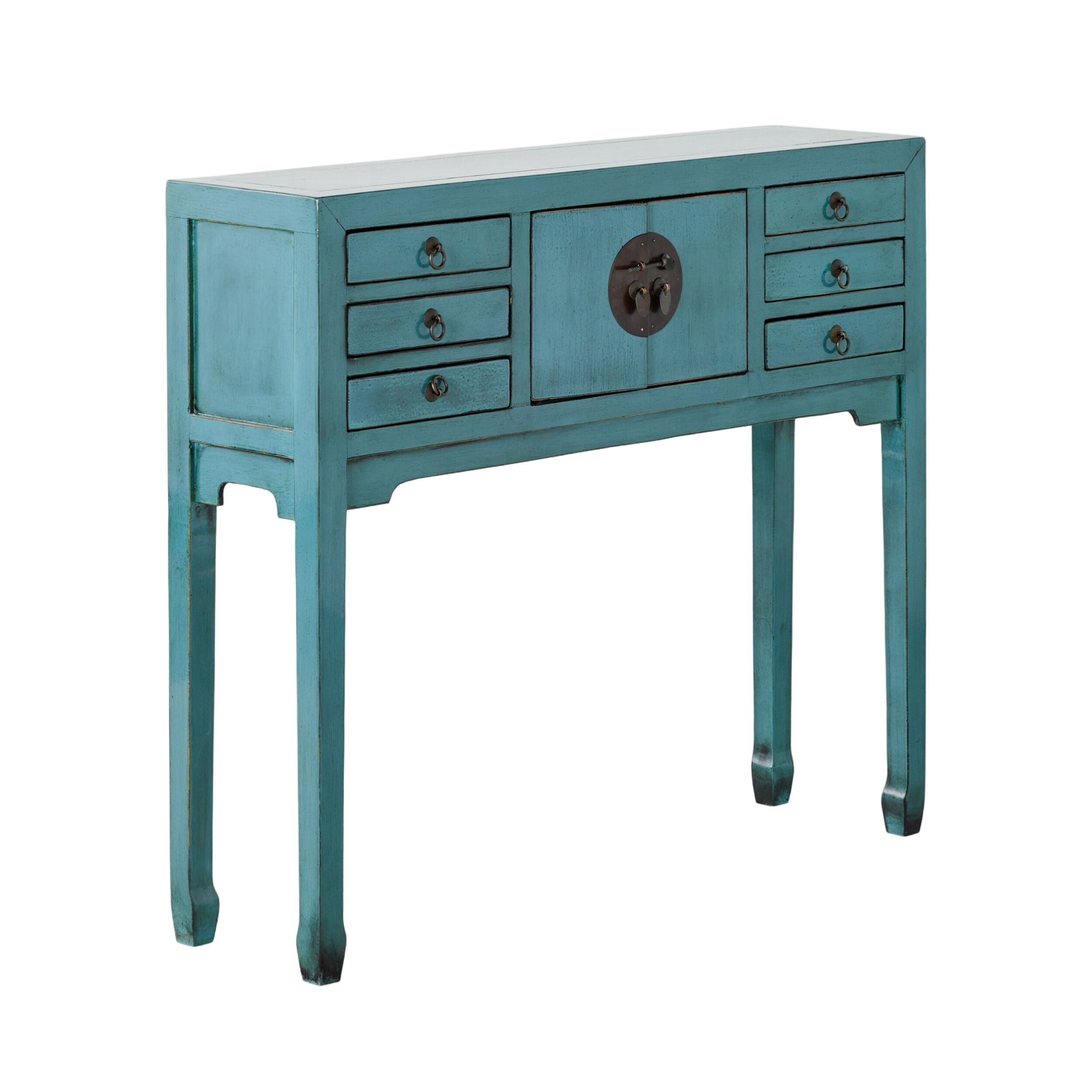 Sansha 2 Door & 6 Drawer Console Table Turquoise – Early Settler AU