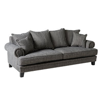 Lisette 3.5 Seater Linen Weave Sofa Black Cream ( Black Leg) Custom C-064
