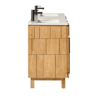 Asher Double Bathroom Vanity Teak with Stone Top 1510mm Package