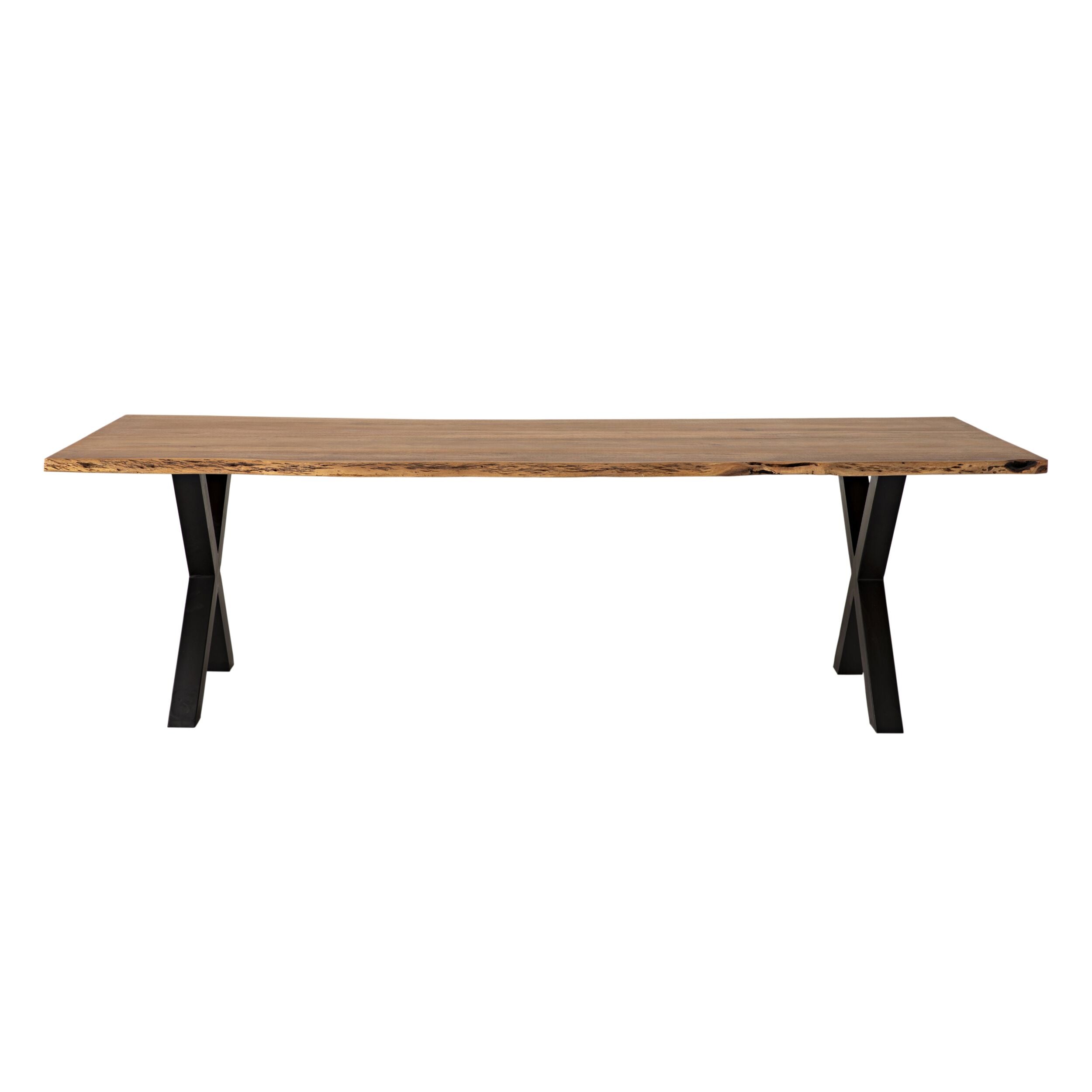 Live Edge Timber Dining Table with Cross Leg Base 260cm