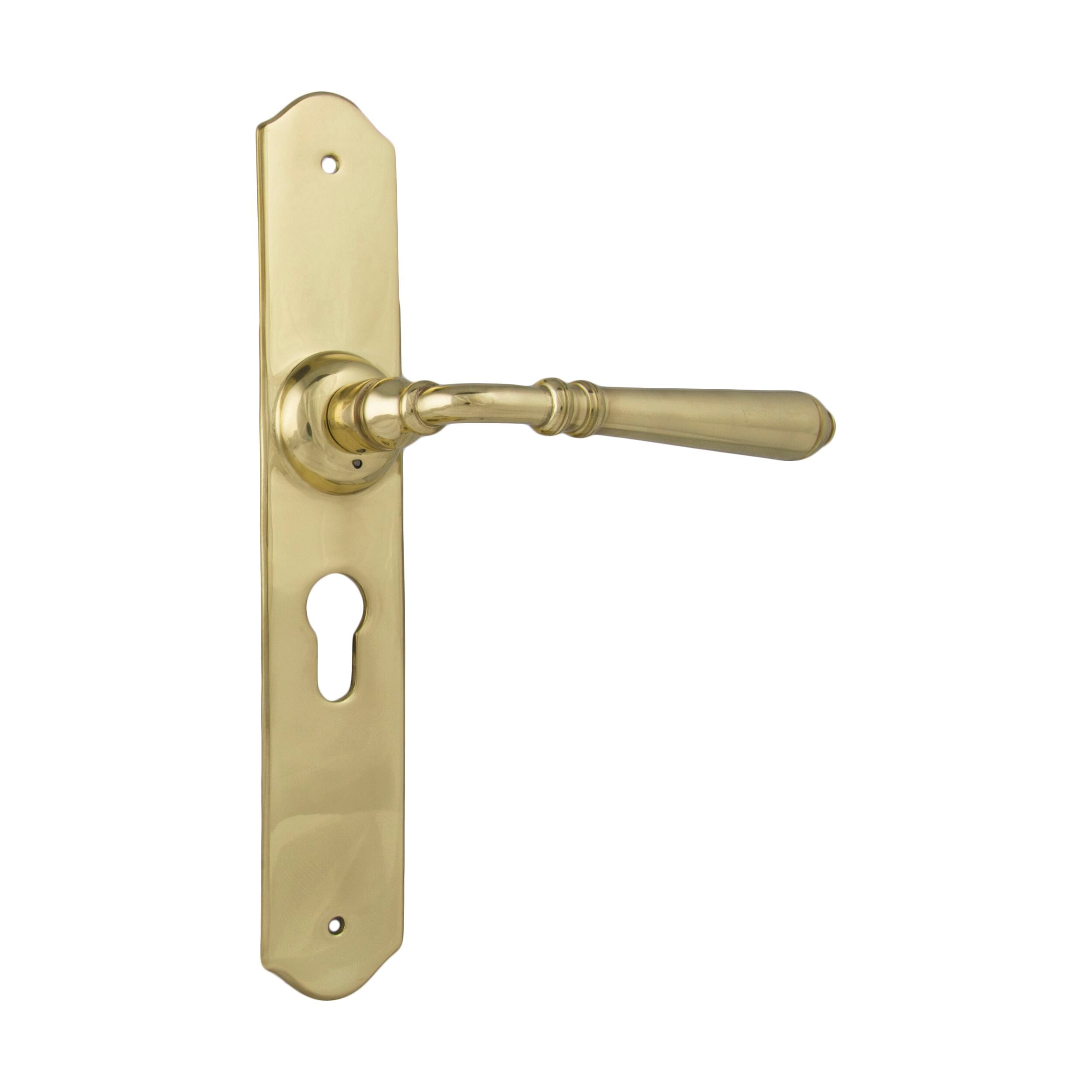 0771E Door Lever Reims Euro Pair Polished Brass H240xW40xP70mm