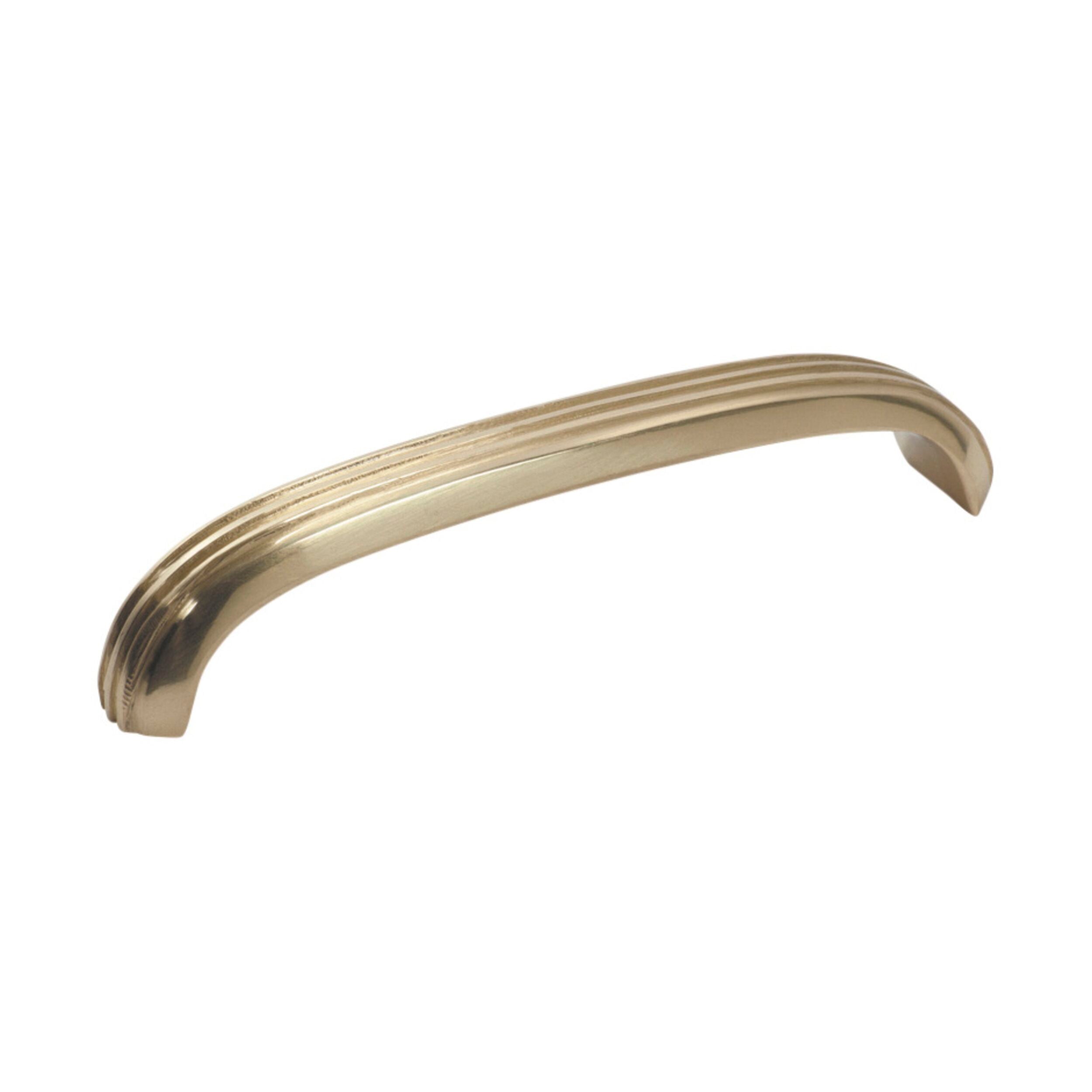 3444 Cabinet Pull Handle Deco Curved Large Polished Brass L125xW20xP25mm