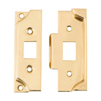 9552 Tube Latch Split Cam Face Plate & Striker Kit Rebated Polished Brass H95xW38mm