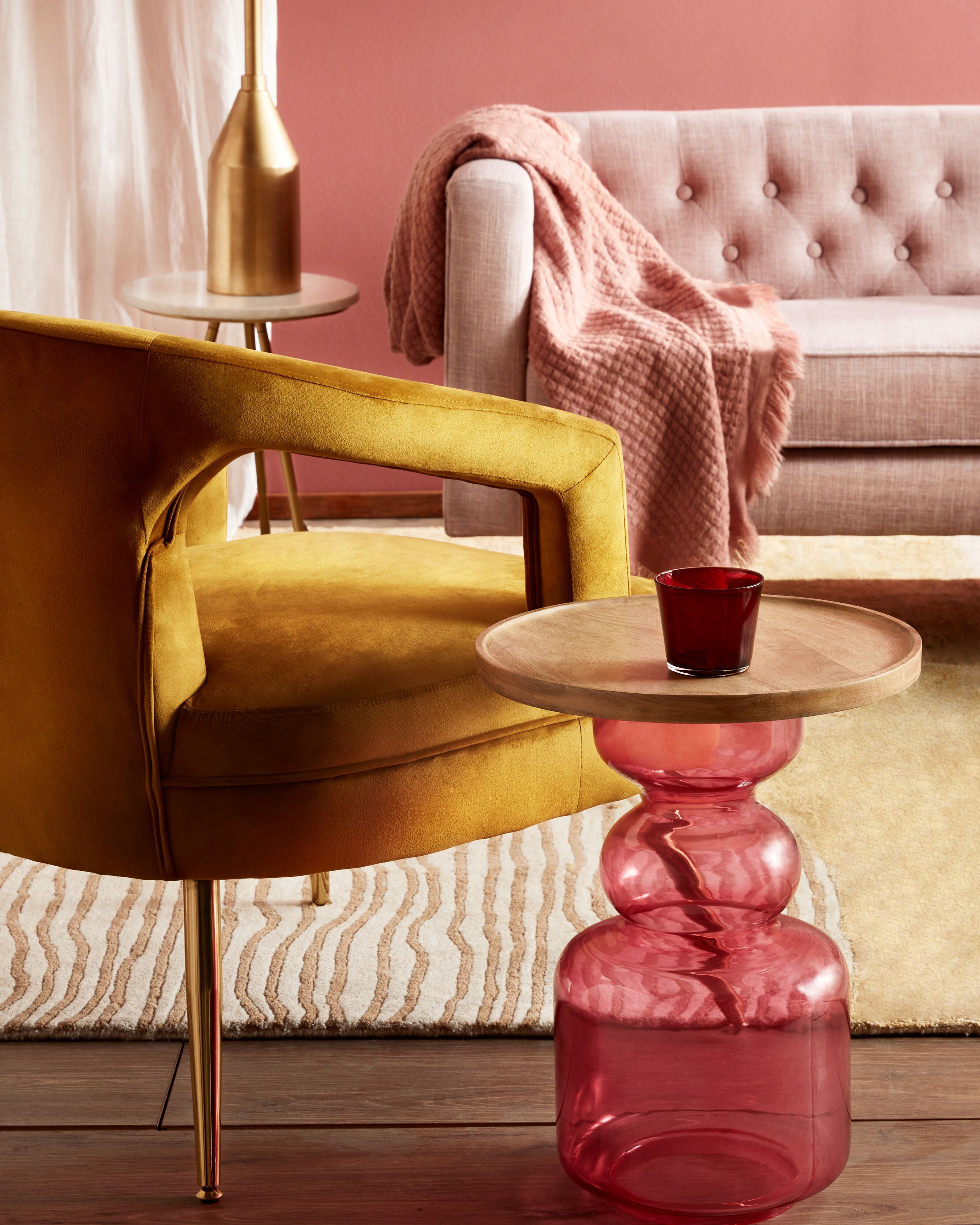 Bolly Wooden Top Side Table Pink 38x38x47cm Early Settler AU