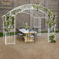 Versailles Gazebo Antique White with Light Grey Canopy NEW BRUSHED FINISH