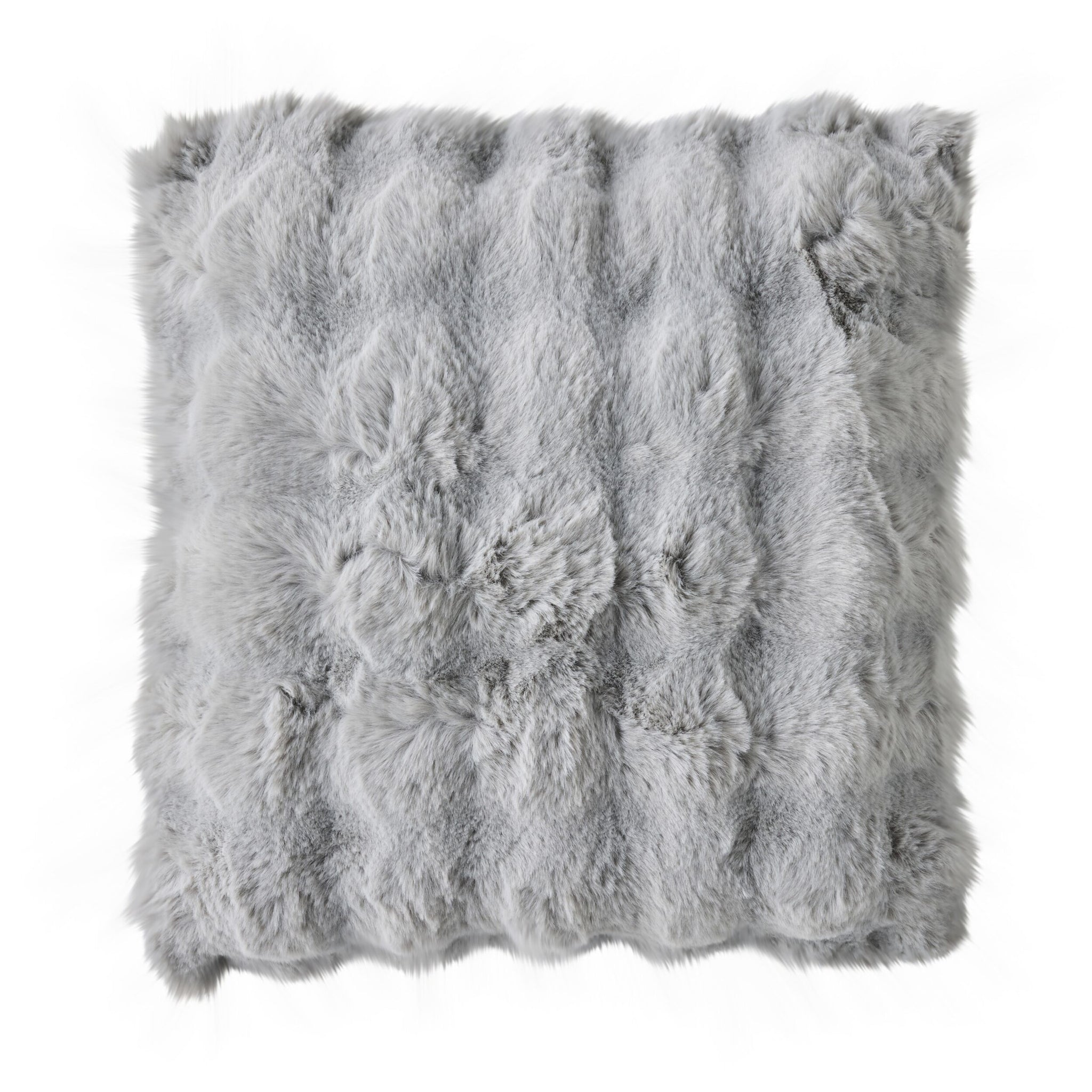 Luxe Bobble Faux Fur Cushion Silver 45x45cm