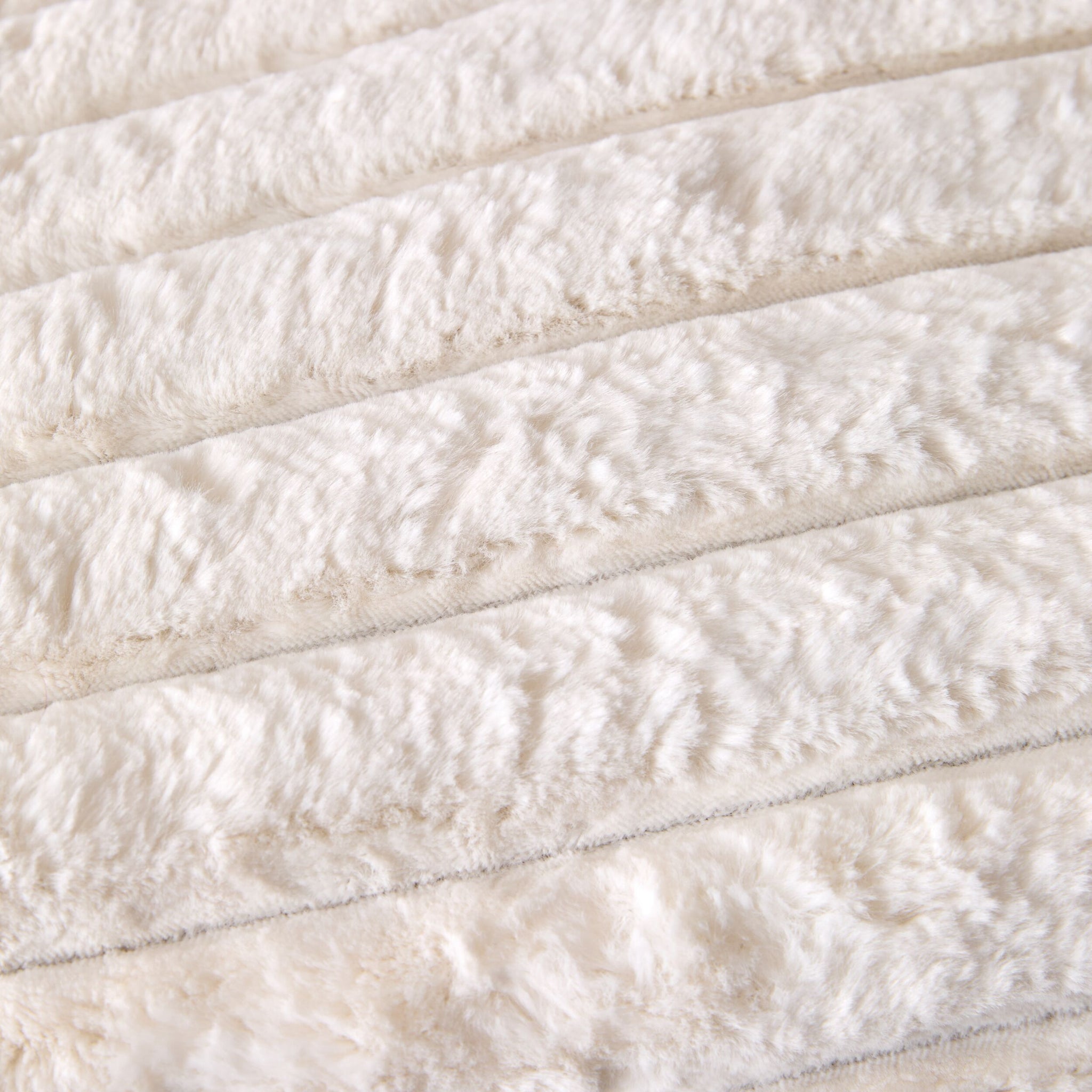Luxe Rib Faux Fur Cushion Antique White 55x35cm