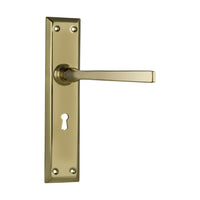 0676 Door Lever Menton Lock Pair Polished Brass H225xW50xP75mm