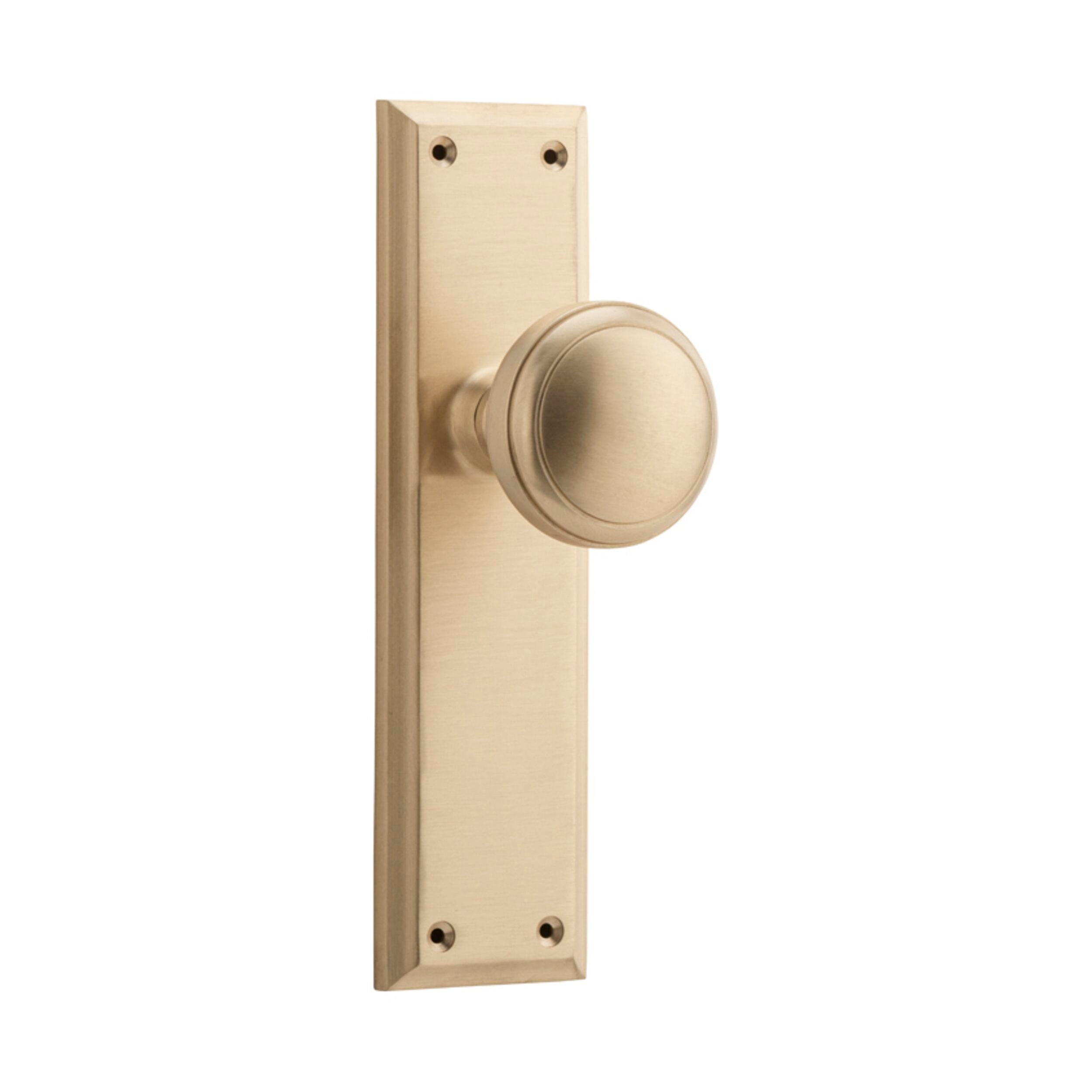 6646 Door Knob Milton Latch Pair Satin Brass H200xW50xP73mm