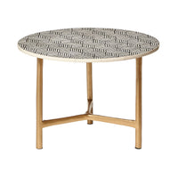 Aria Bone Inlay Round Coffee Table Small Black and White