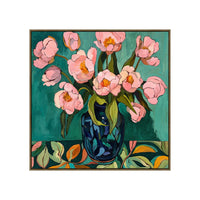 Blush in Bloom Framed Textured Painting 80x80cm