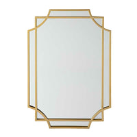 Elevate any space with the Dominique Emerald Mirror 90x60cm, featuring a rectangular design, angled geometric edges, and a striking gold frame. Perfect as an elegant accent piece for your home.