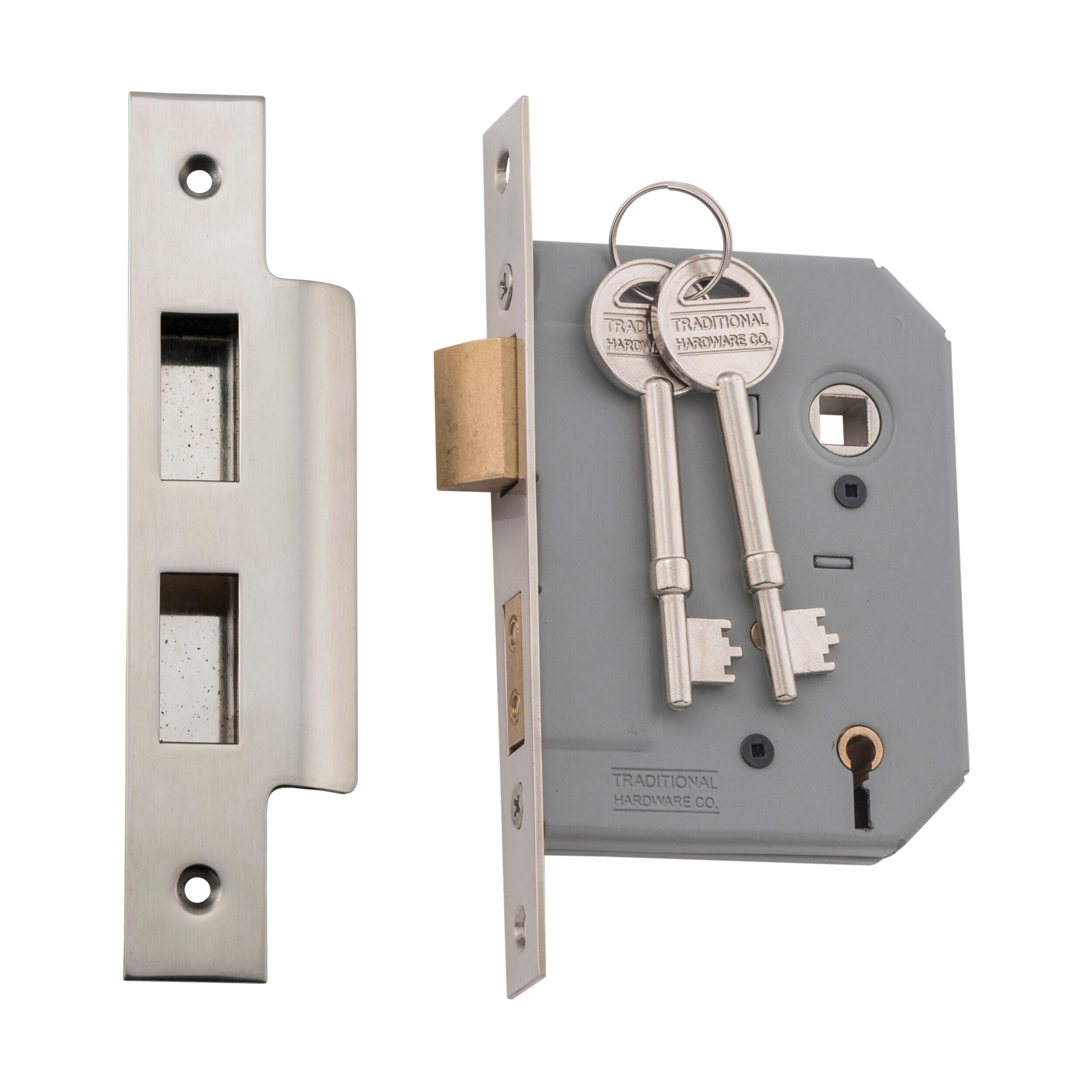 6169 Mortice Lock 5 Lever Satin Nickel CTC57mm Backset 57mm