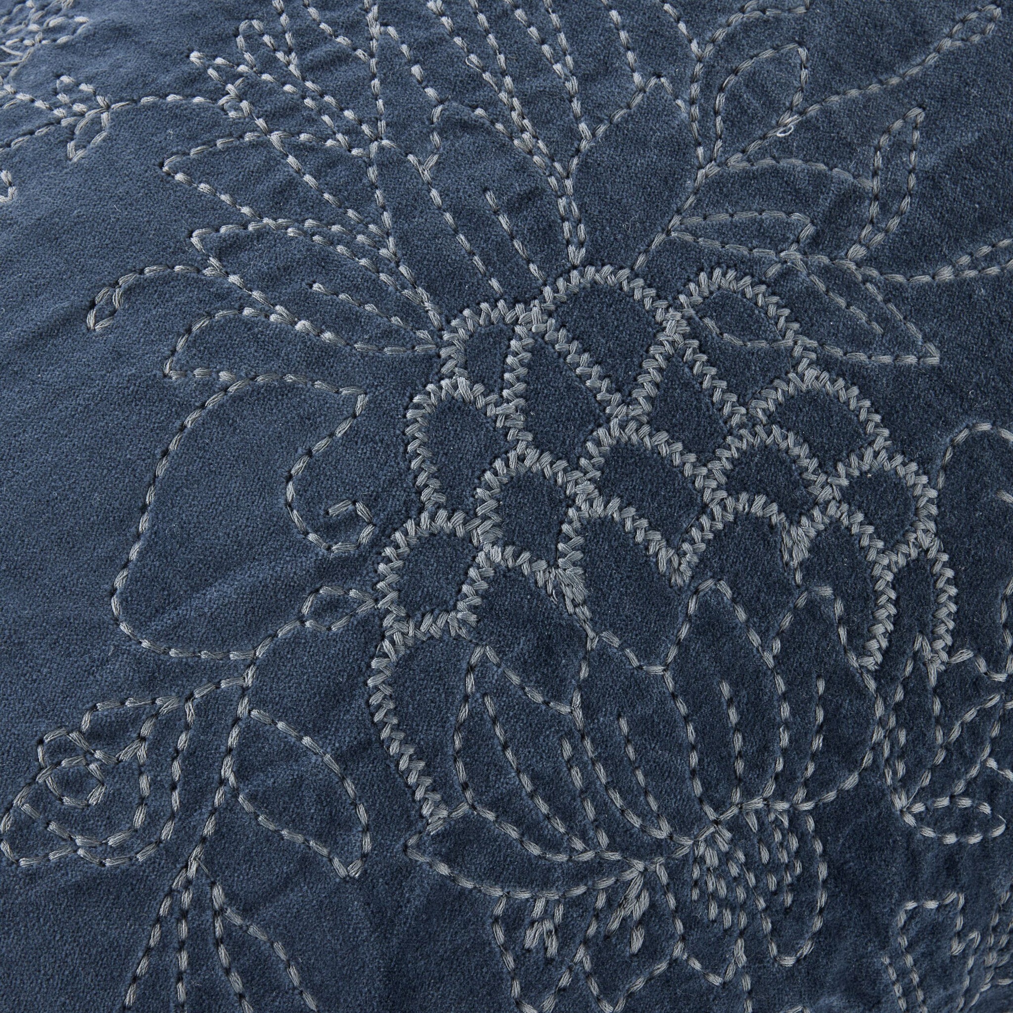 Anais Embroidered Velvet Cushion Navy 40x60cm