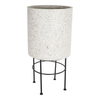The Terrazzo Look Plant Stand Large 63.5x34cm offers an earthy alternative with its contemporary speckled cylindrical planter on a four-legged black metal stand.