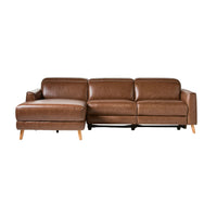 Dunaway 3 Seater Chaise Recliner Leather Sofa Dakota Mocha