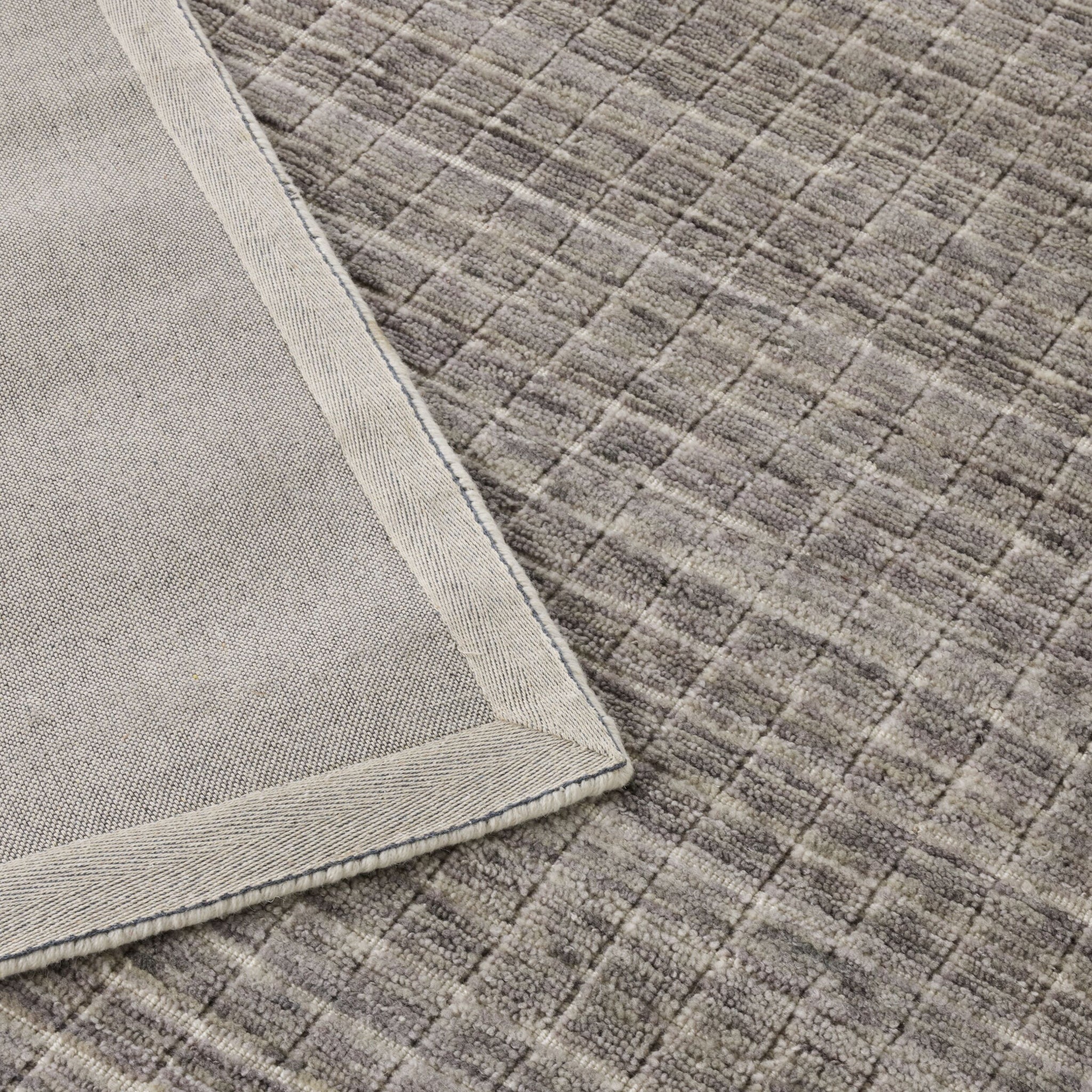 Charcoal Grid Handloom NZ Wool Rug 240x300cm
