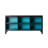 Sansha Low Pigeon Hole Bookcase Black and Turquoise