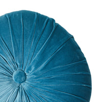 Round Blue Velvet Ruched Cushion 40cm