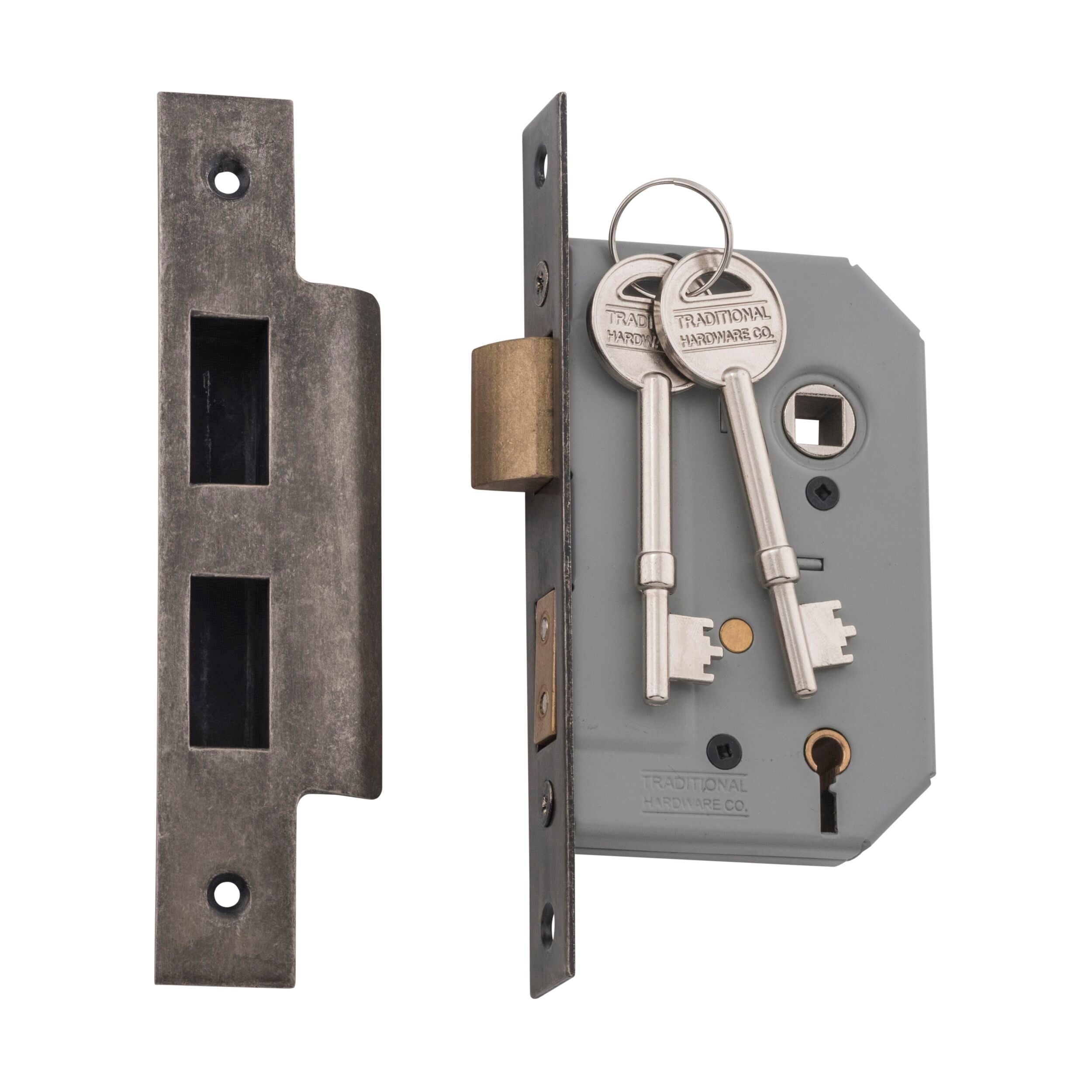 6152 Mortice Lock 5 Lever Rumbled Nickel CTC57mm Backset 46mm