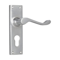 0912E Door Lever Victorian Euro Pair Satin Chrome H152xW42xP59mm