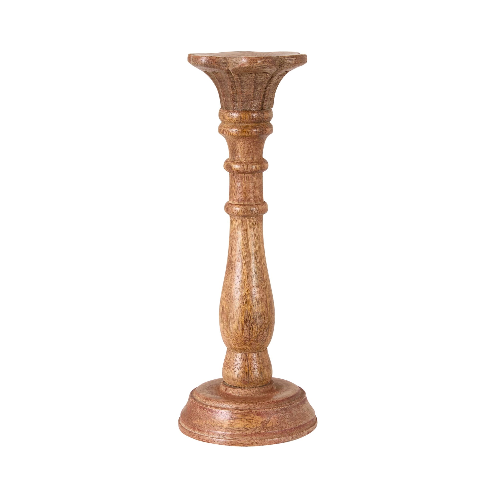 Sati Scalloped Wooden Candle Holder Large