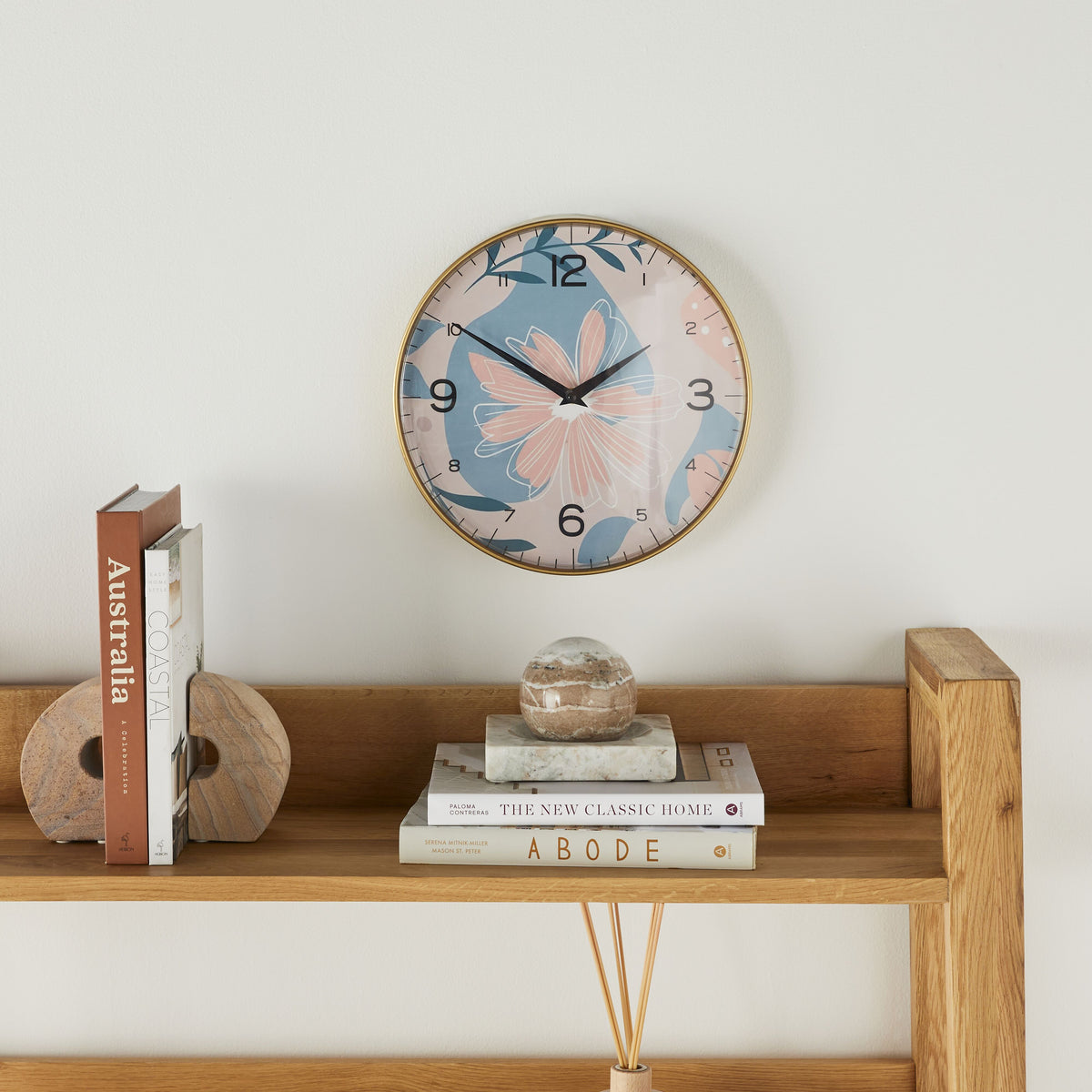 BeyondTime Floral Print Wall Clock 30.5cm Early Settler AU