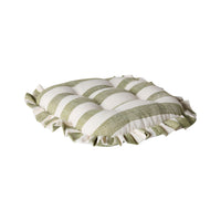Marais Block Stripe Ruffle Seat Cushion Olive