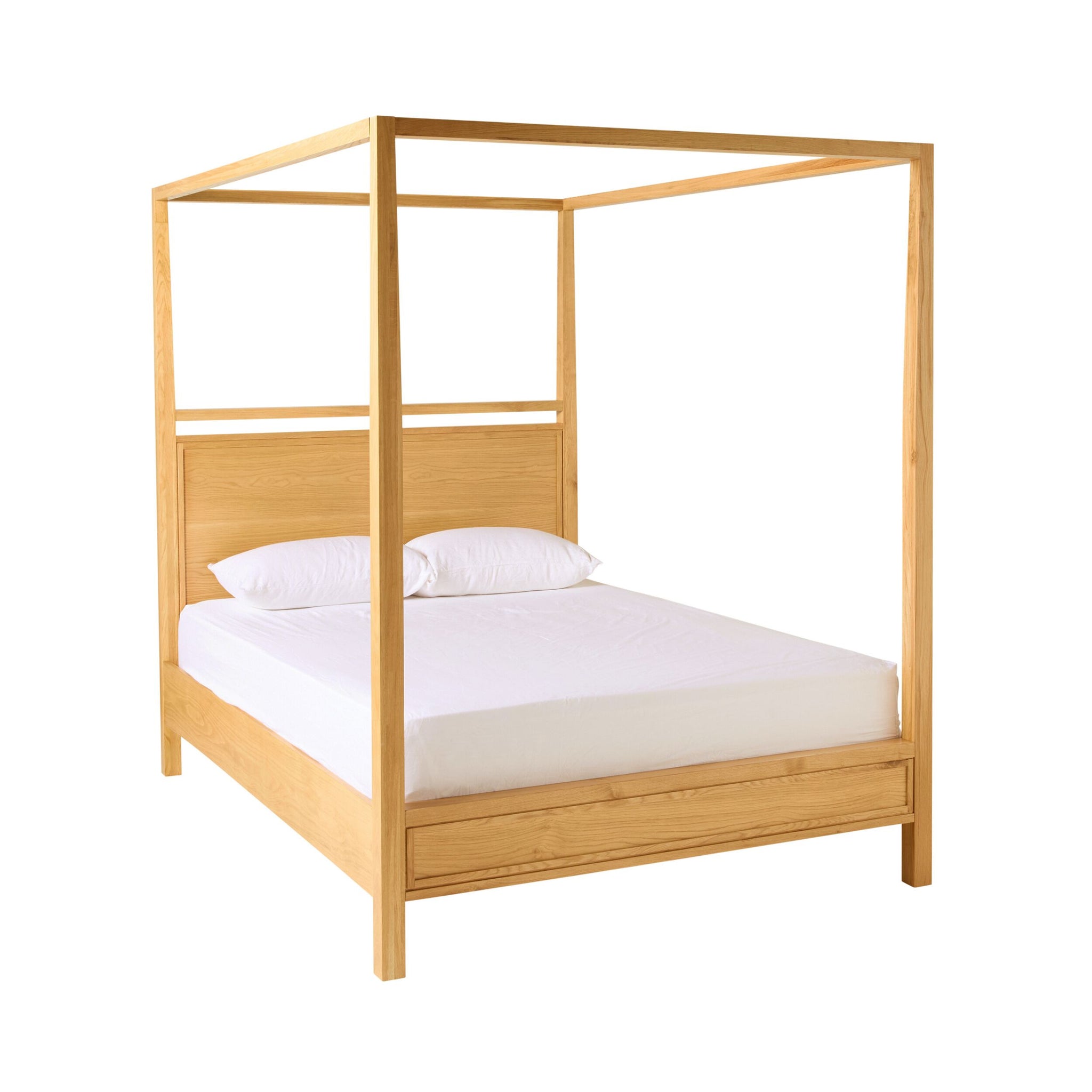 Avalon Queen Four Poster Bed Light Oak