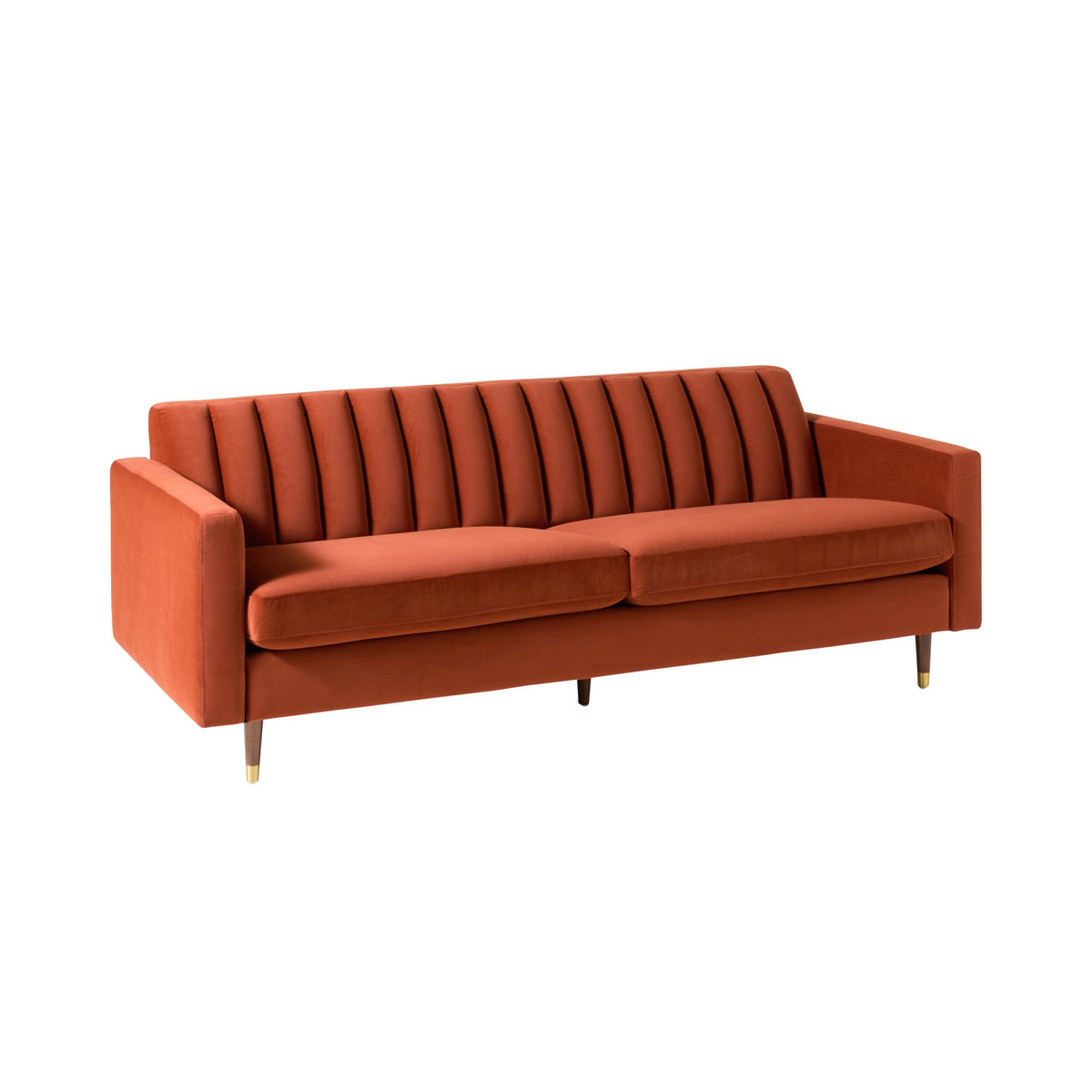 Stitch 3 Seater Velvet Sofa Copper
