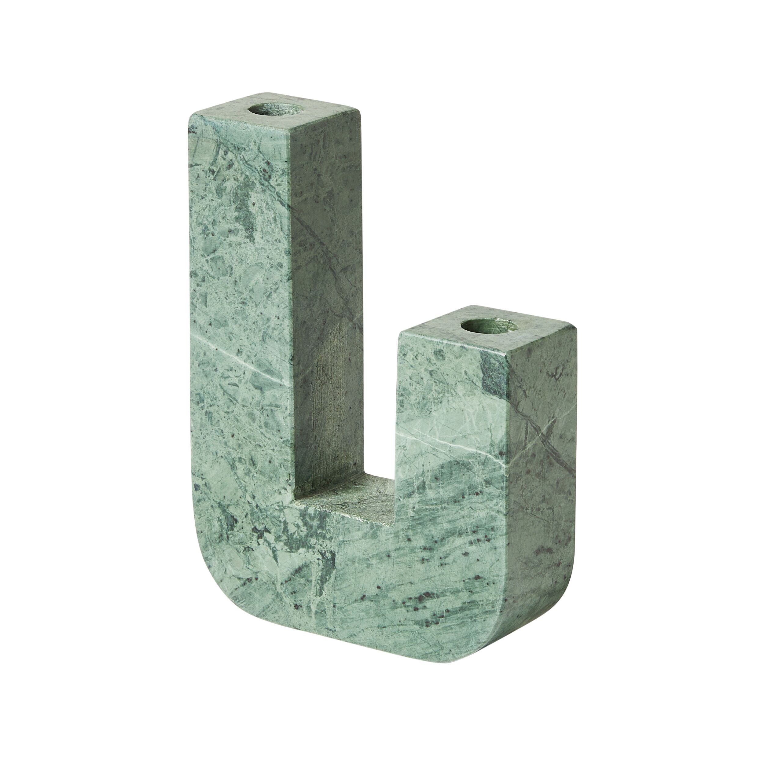 Naxian U Candle Holder Green Marble 15x5.25x20.50 Cm