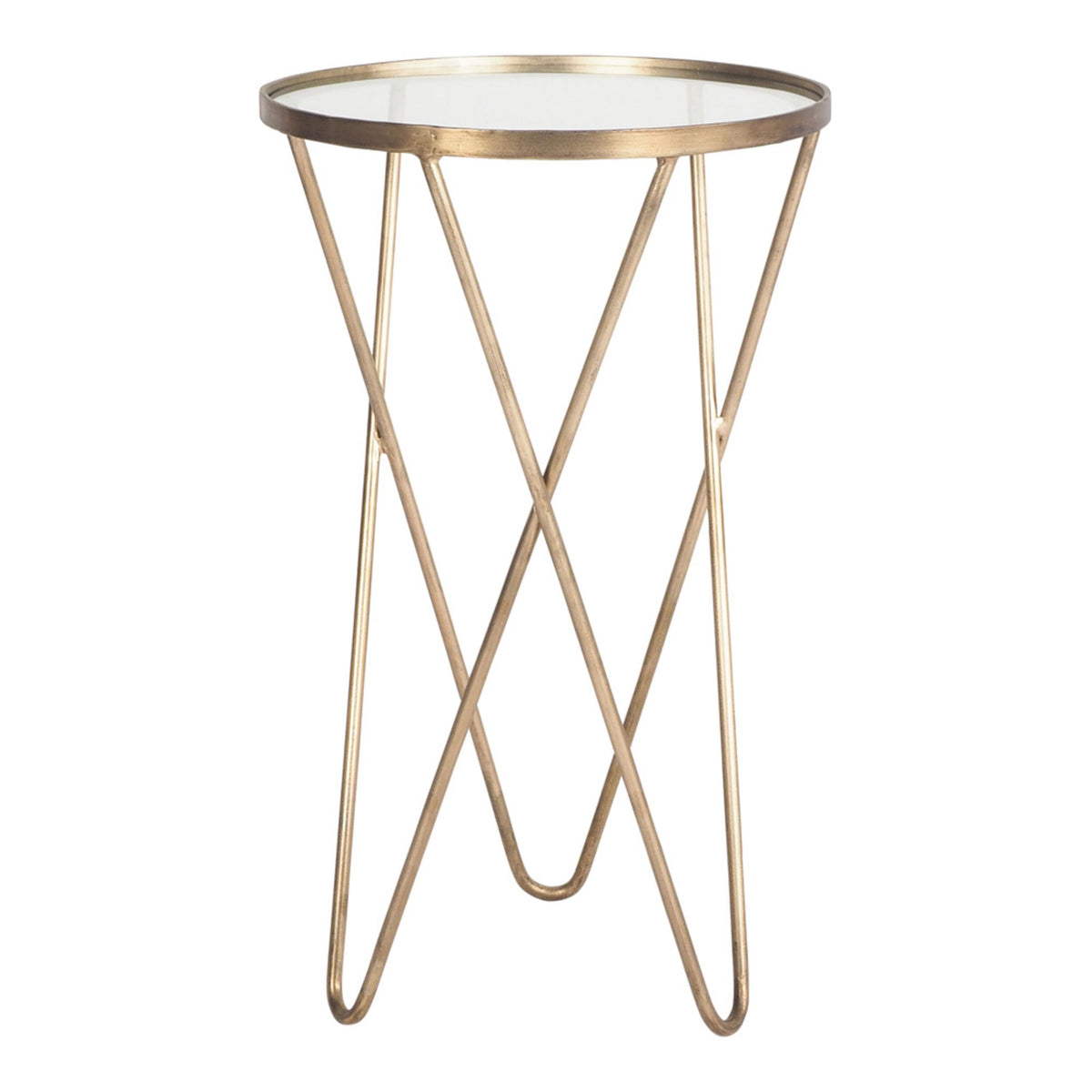 Ashika Glass & Gold Side Table 40x40x68cm