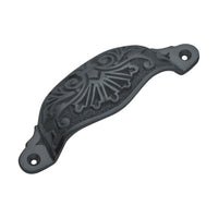 3572 Drawer Pull Ornate Cupped Iron Matte Black H35xL110mm