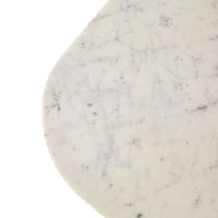 Close-up of a polished white marble top with light gray veining and a rounded edge, featured on the Deva Large Desk 150 x 79 x 61cm, set against a plain white background.