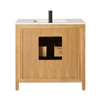 Oliver Single Bathroom Vanity Teak with Stone Top 910mm Package