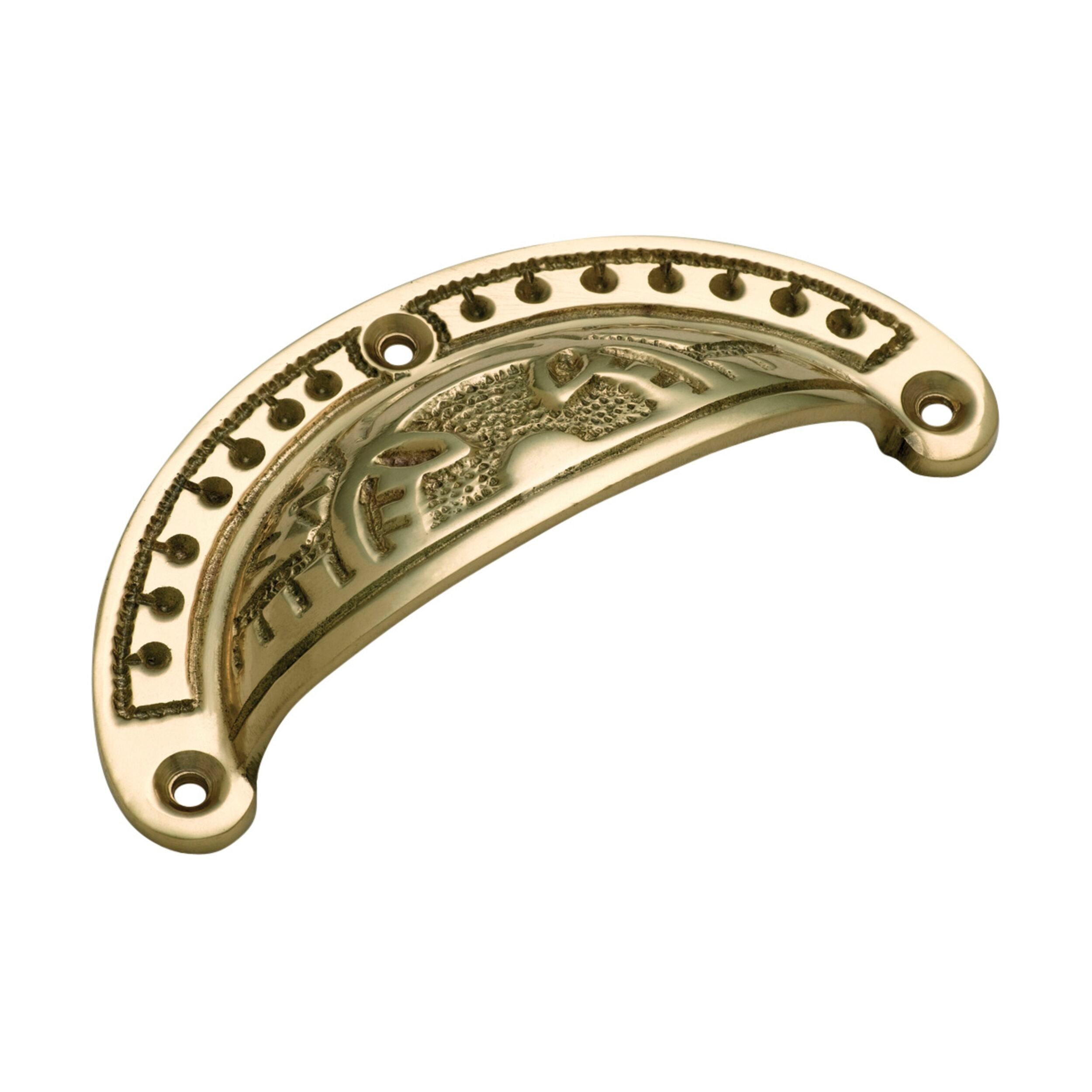 3553 Drawer Pull Ornate Polished Brass H40xL100mm