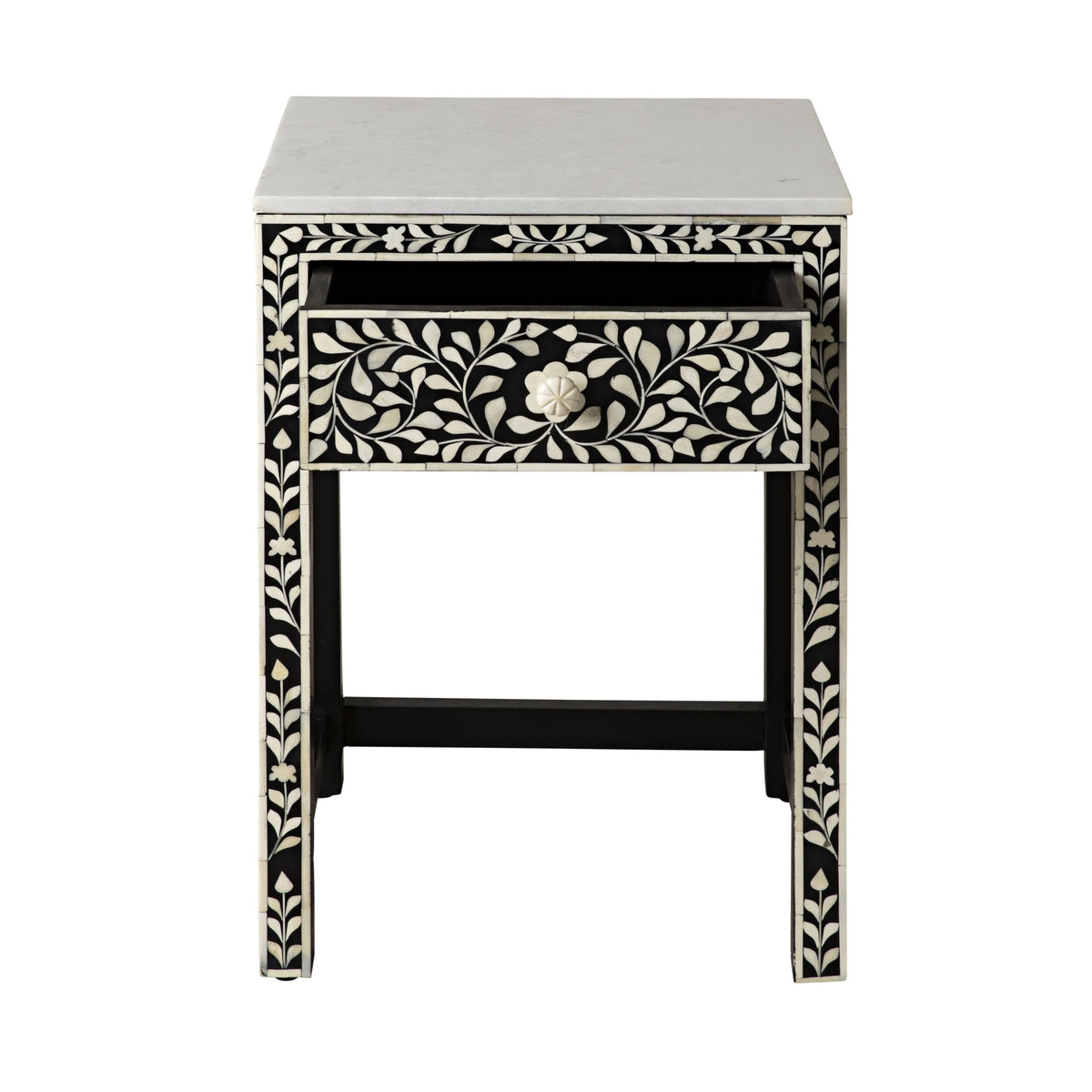 Bone Inlay Bedside Black