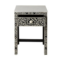 Bone Inlay Bedside Black