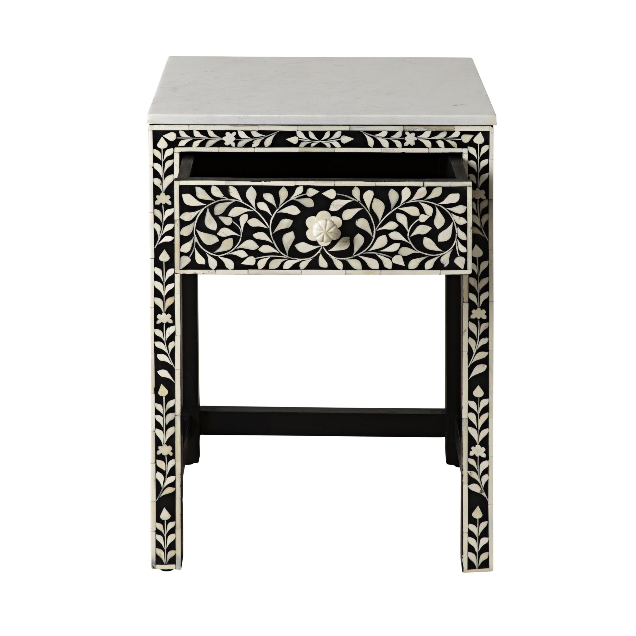 Bone Inlay Bedside Black