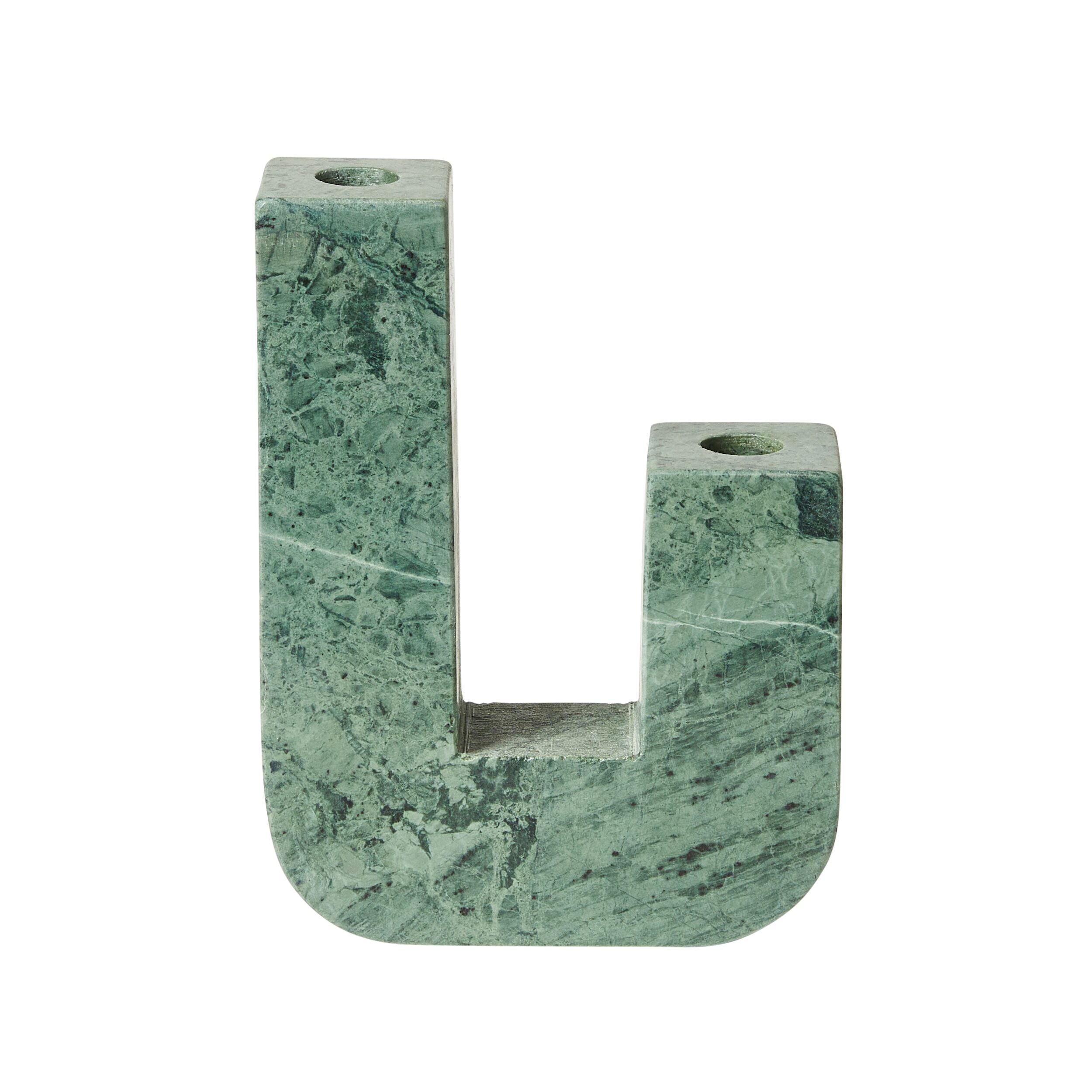 Naxian U Candle Holder Green Marble 15x5.25x20.50 Cm