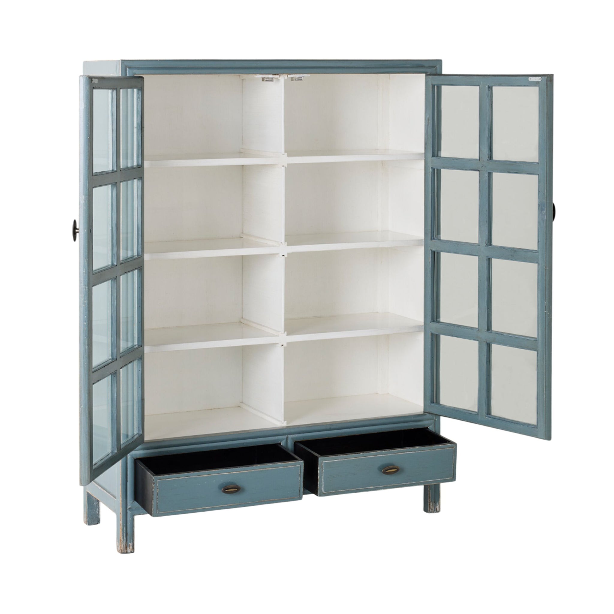 Sansha 2 Door & 2 Drawer Display Cabinet Dove Grey & White