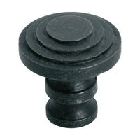 3700 Cupboard Knob Stepped Iron Matte Black D30xP36mm