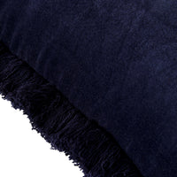 Casa Fringed Velvet Cushion Navy 50x50cm