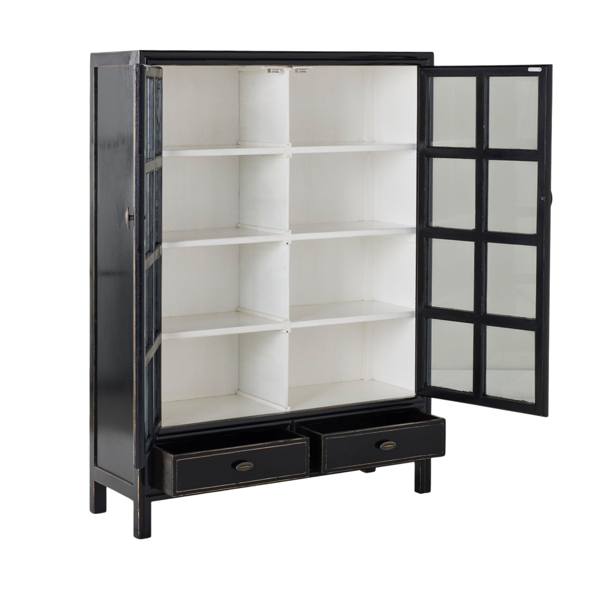 Sansha 2 Door & 2 Drawer Display Cabinet Black & White
