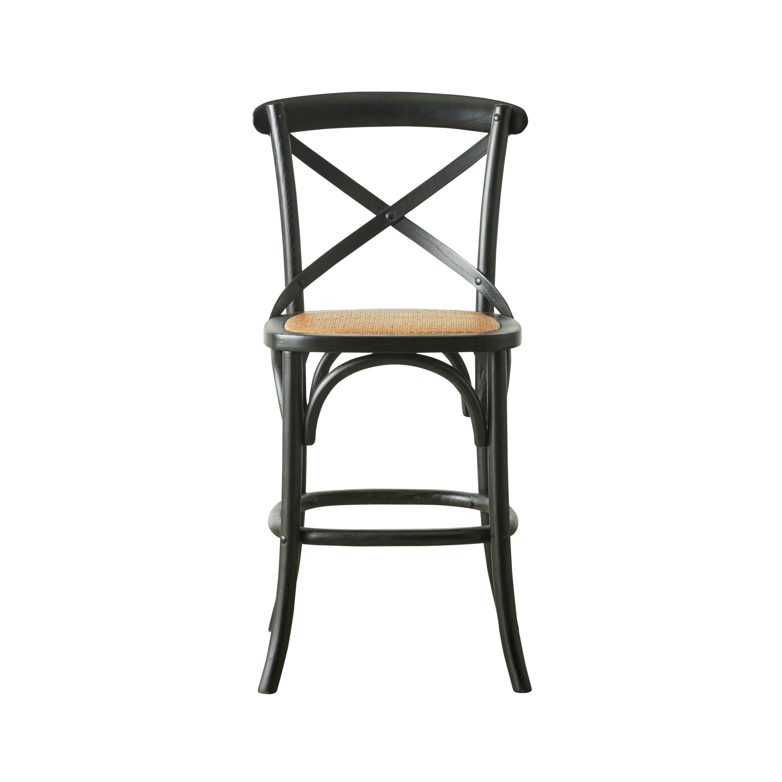 Provincial Cross Back Dining Stool Black - Image 1