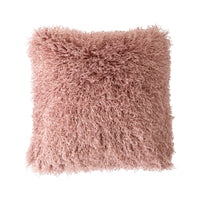 Faux Mongolian Fur and Velvet Cushion Rose Smoke 45x45cm