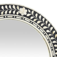 Bone Inlay Round Mirror Black and White 60cm